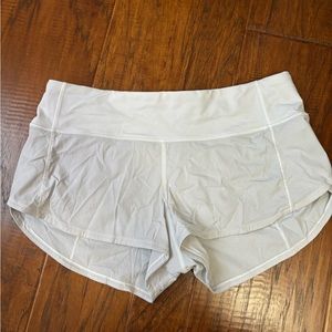Lululemon White Speed Up Shorts